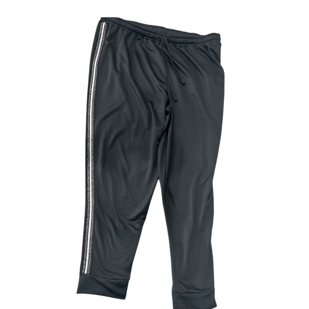 Pro Player Black Poly & Spandex Soft Silky Sparkle Side Stripe Black Jogger 2X